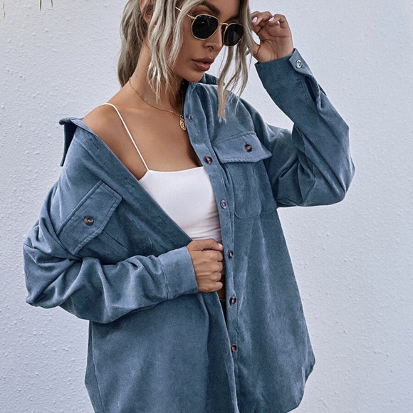 Boyfriend fit oversized shacket jacket corduroy - Picture 4 of 14